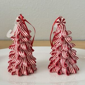Peppermint Candy Cane Christmas Holiday Tree Ornament Set Lot 2 Decorations